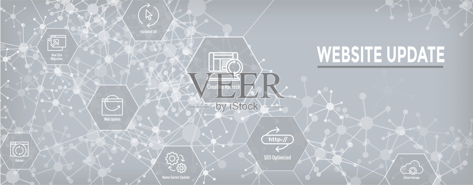 网站更新图标设置与网页标题横幅插画图片素材