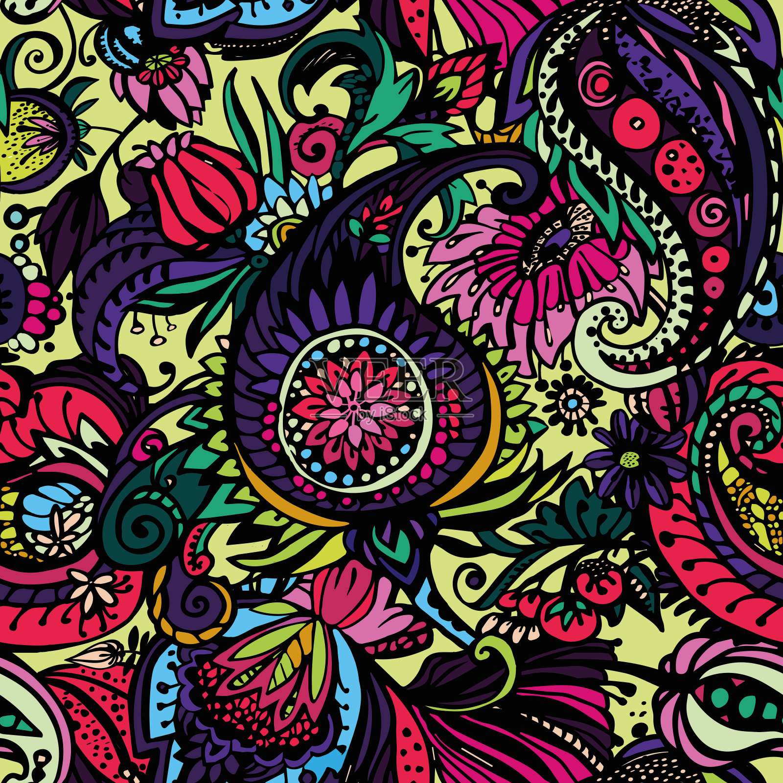 纺织佩斯利图案插画图片素材