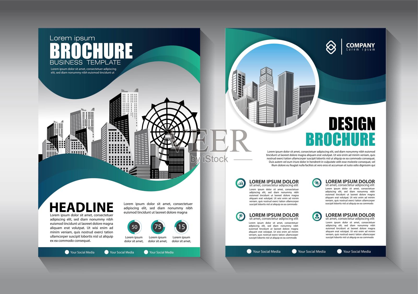 宣传册设计，涵盖现代布局，年度报告，海报，传单A4彩色三角形，几何形状的科技，科学，市场与灯光背景设计模板素材