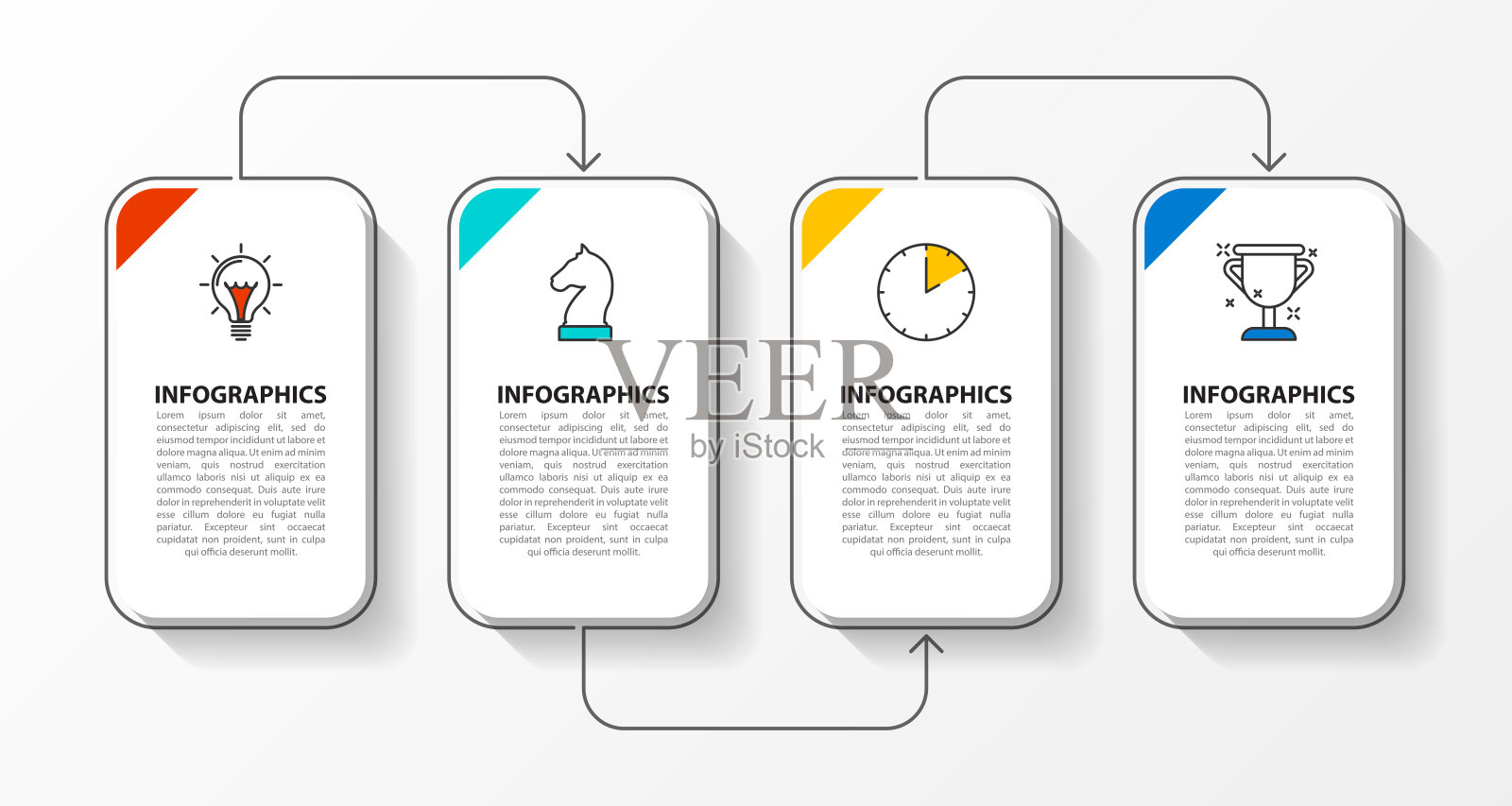 信息图表设计模板。创意概念有4个步骤插画图片素材