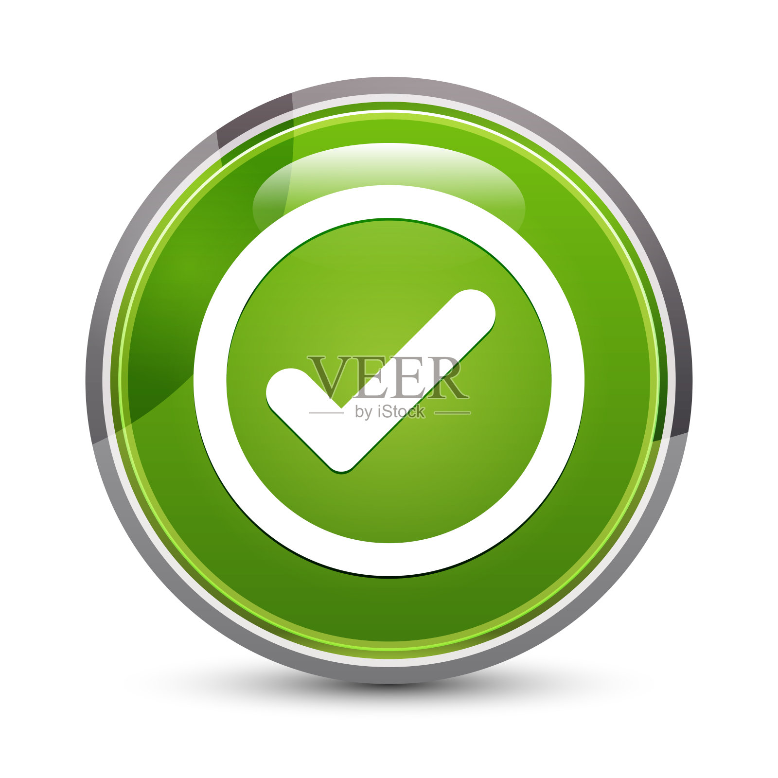 复选框图标优雅的绿色圆形按钮矢量插图设计元素图片