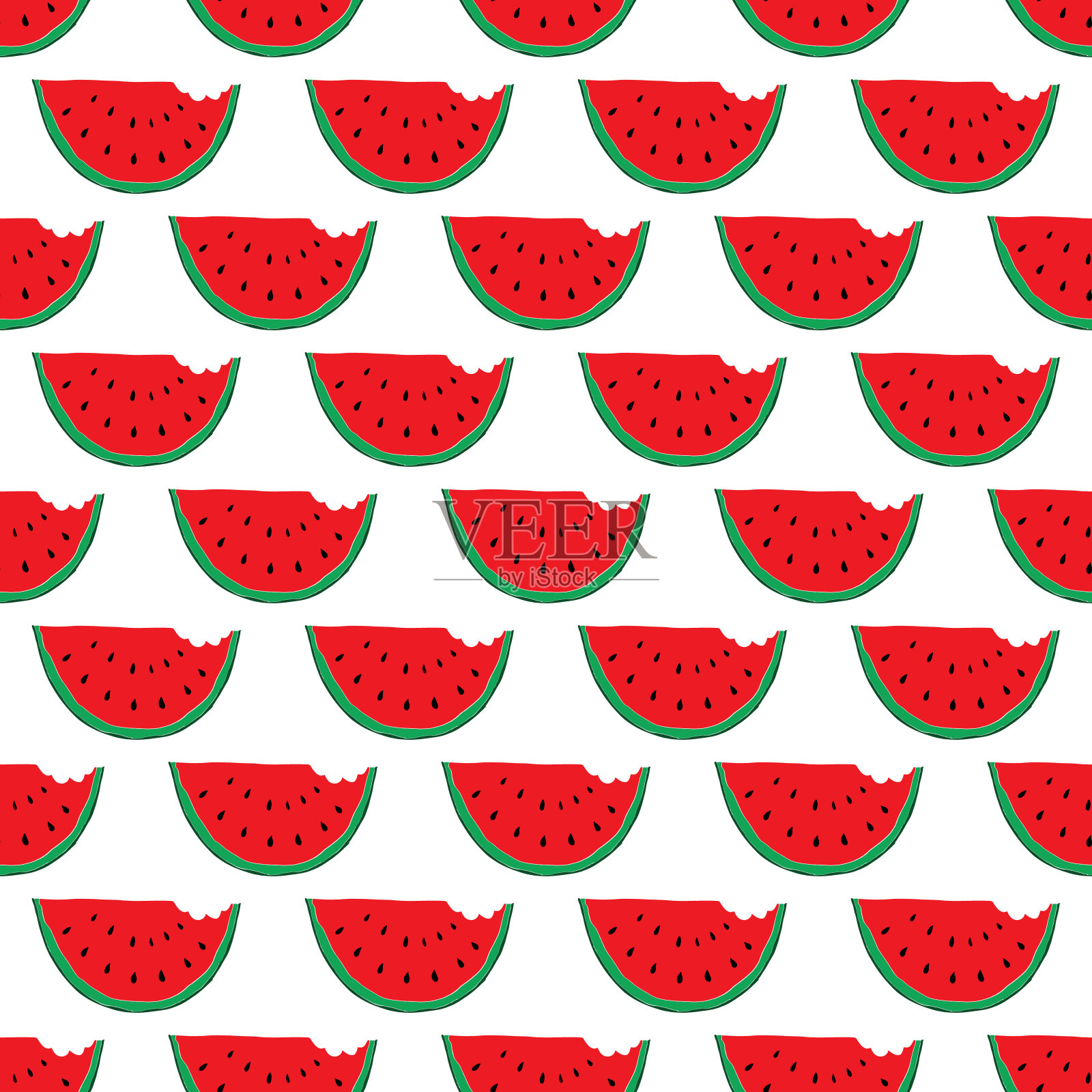 西瓜无缝图案手绘。矢量图设计元素图片
