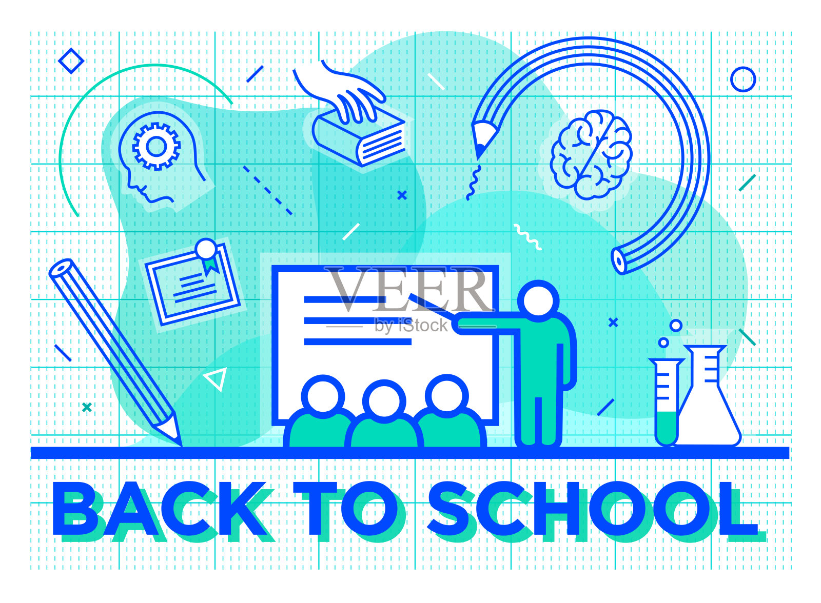 回到学校插图现代背景插画图片素材