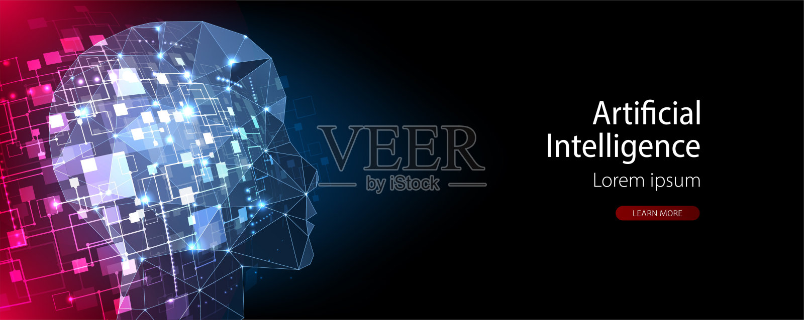 人工智能的概念。创意脑概念背景。科学说明向量。插画图片素材