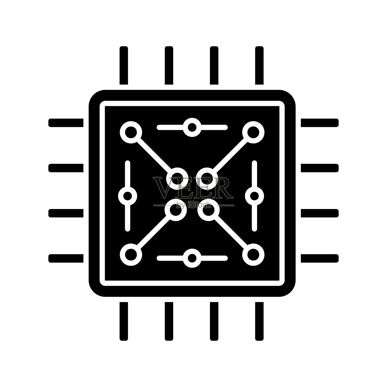 带有电子电路图标的处理器插画图片素材