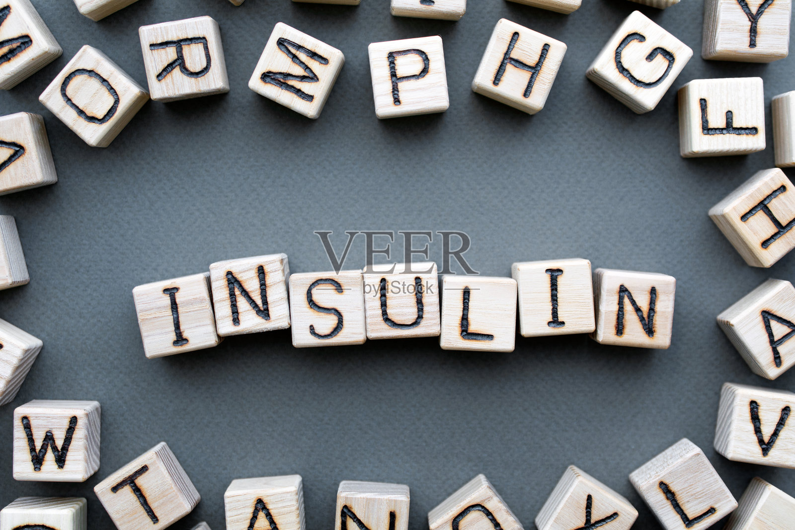 胰岛素木立方体这个词照片摄影图片