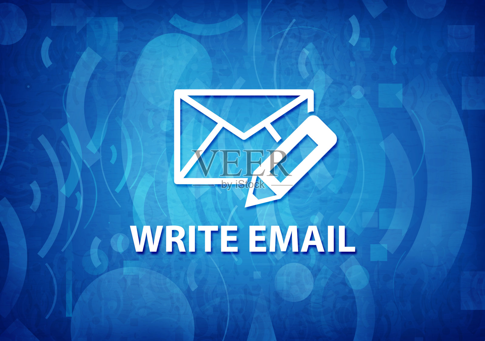 写电子邮件的蓝绿色背景插画图片素材