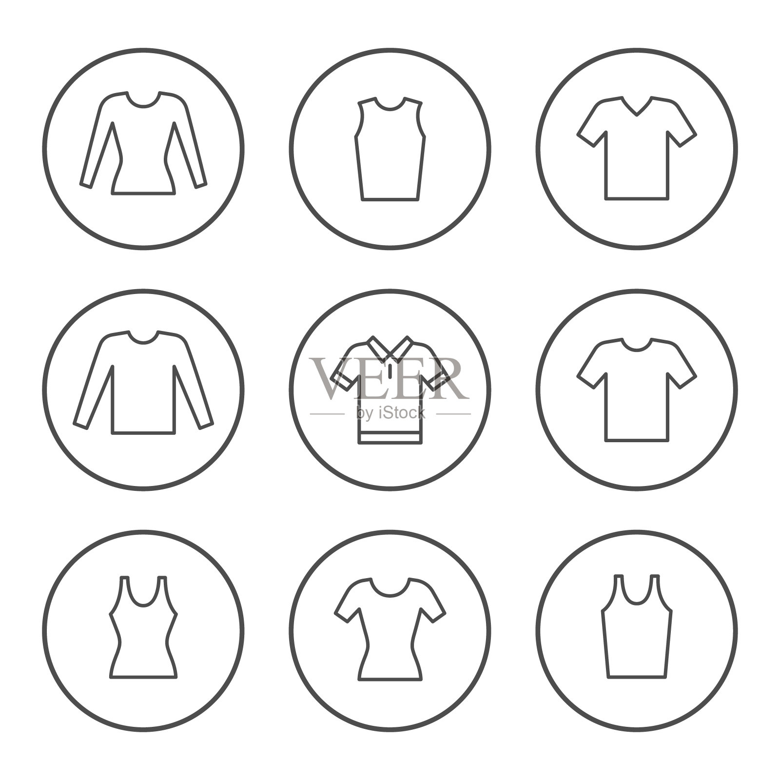 设置圆线图标的t恤图标素材