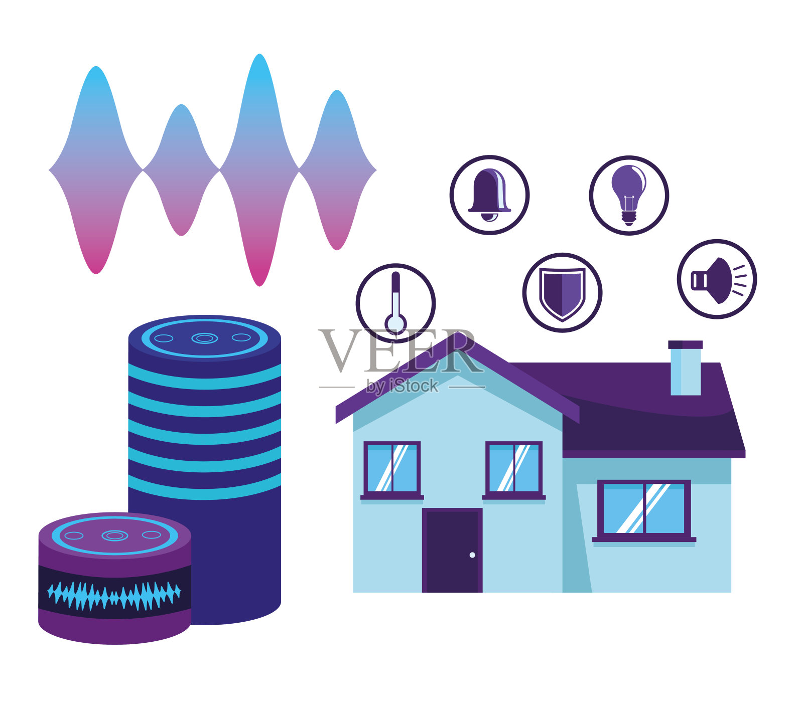 智能家居语音识别插画图片素材