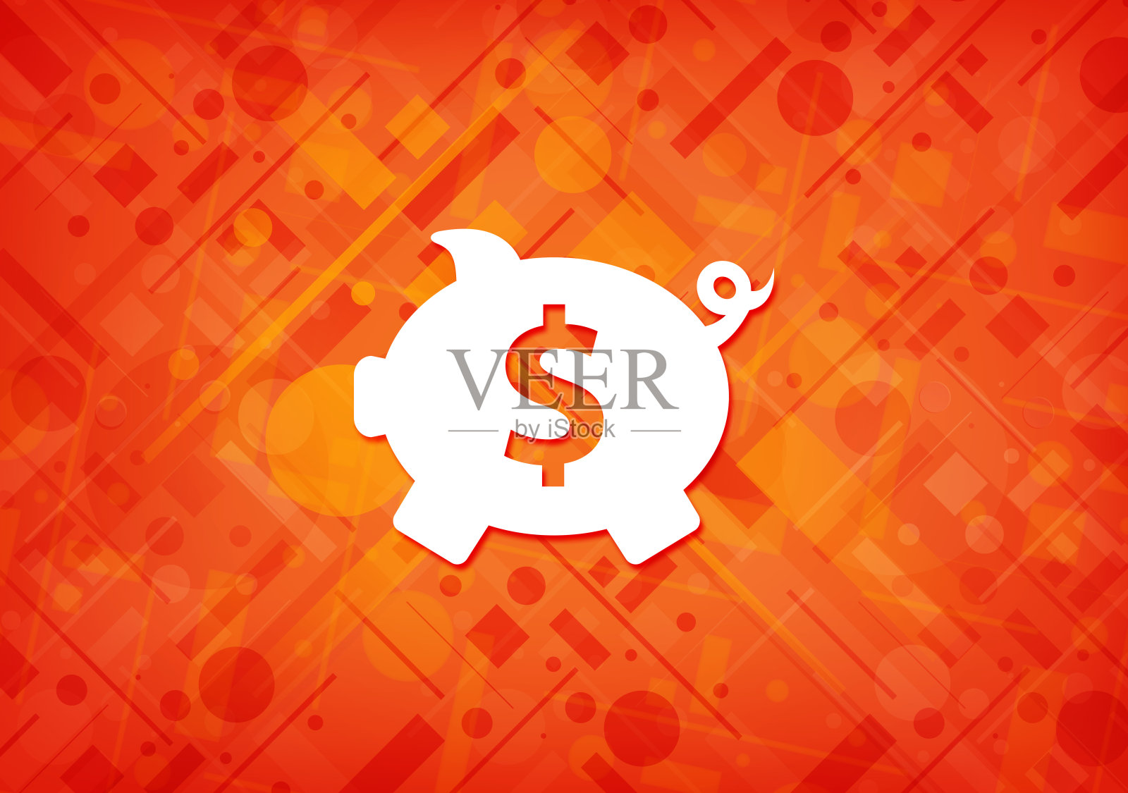 小猪银行美元标志橙色背景图标插画图片素材