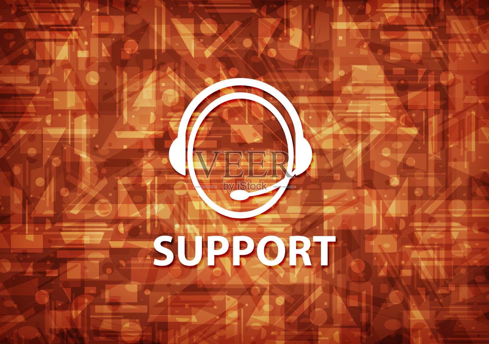 支持(客户关怀图标)棕色背景插画图片素材