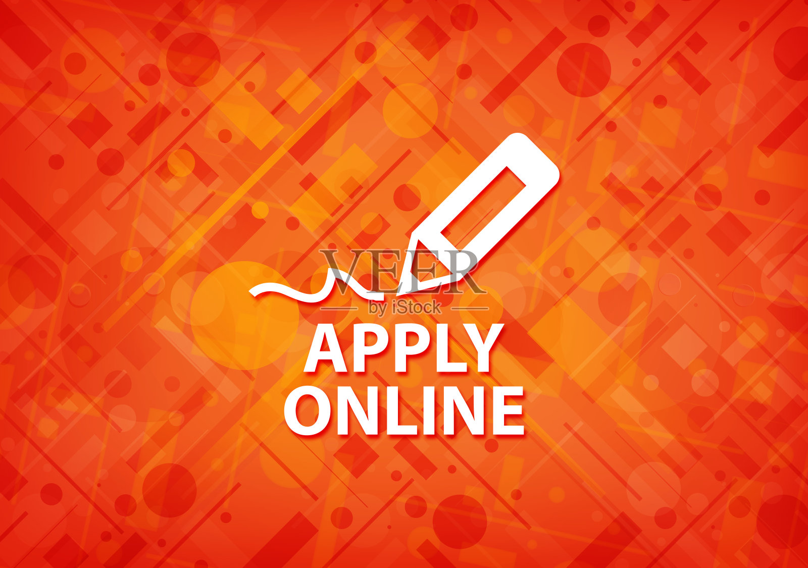 应用在线(编辑笔图标)橙色背景插画图片素材