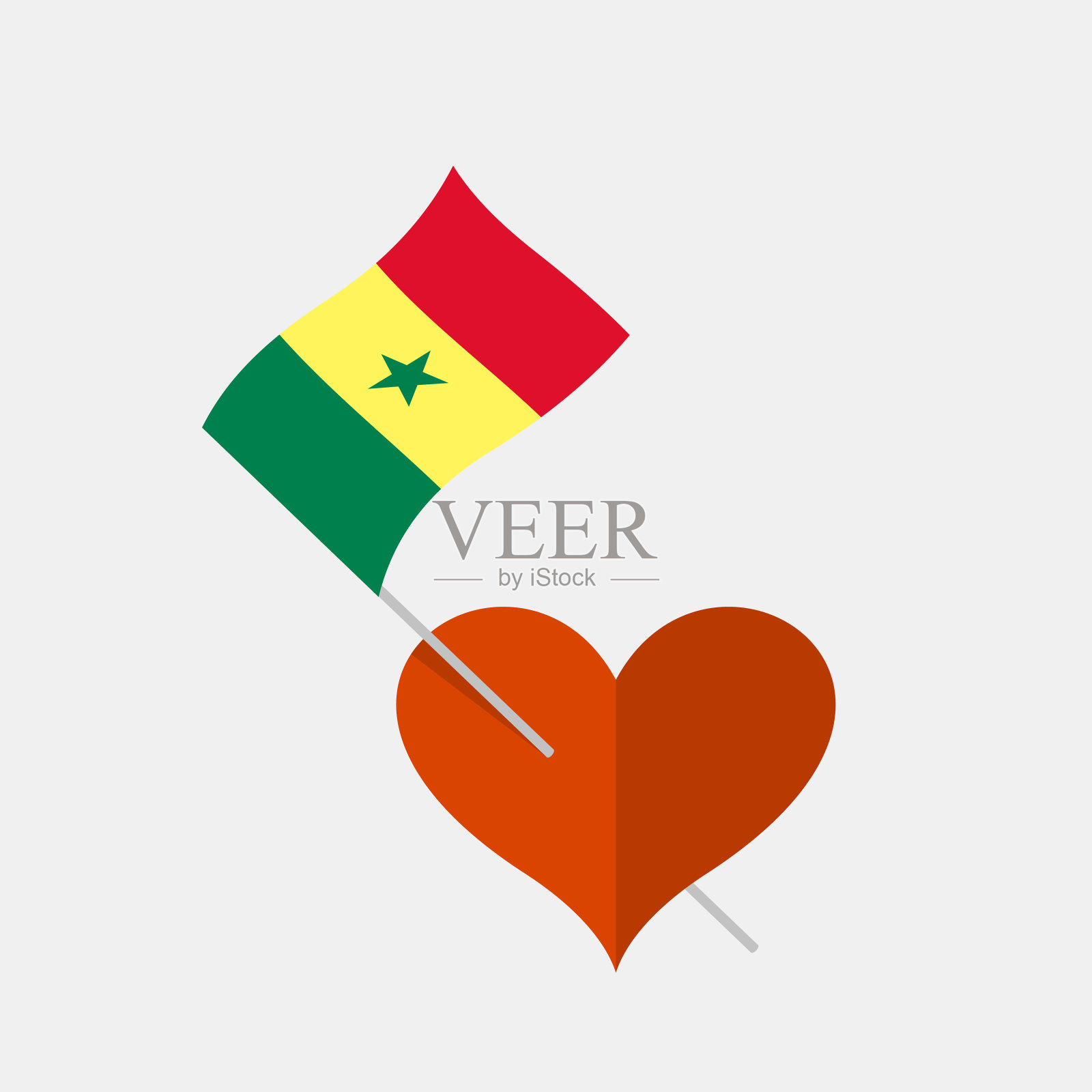 塞内加尔国旗上的心形图标插画图片素材