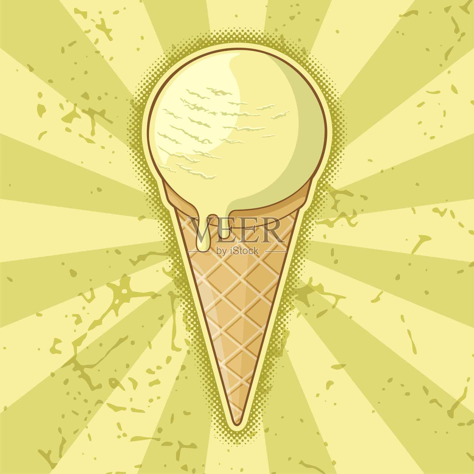 一个球冰淇淋蛋卷设计元素图片