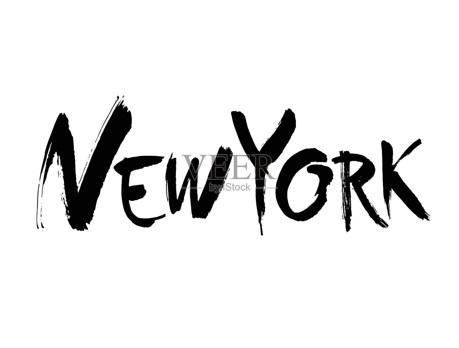 手绘字体的字母短语纽约孤立在白色背景上。现代毛笔书法。向量设计元素图片