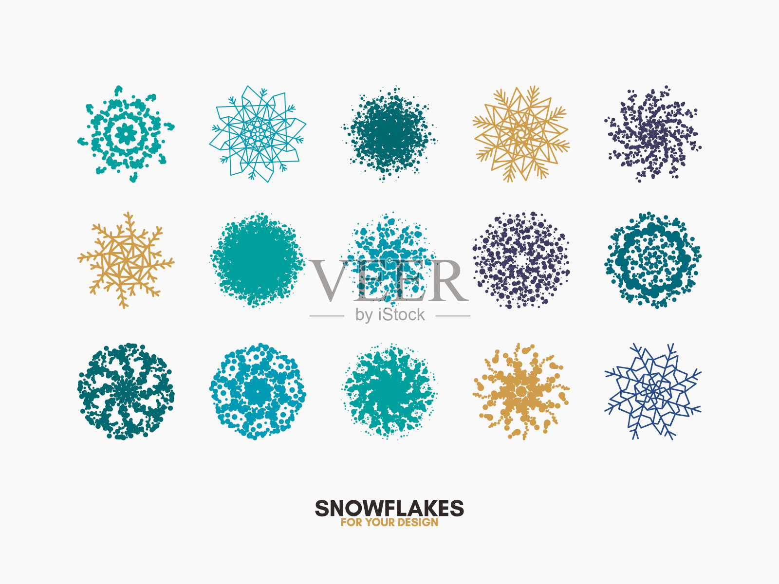 圣诞雪花套装设计。矢量图插画图片素材