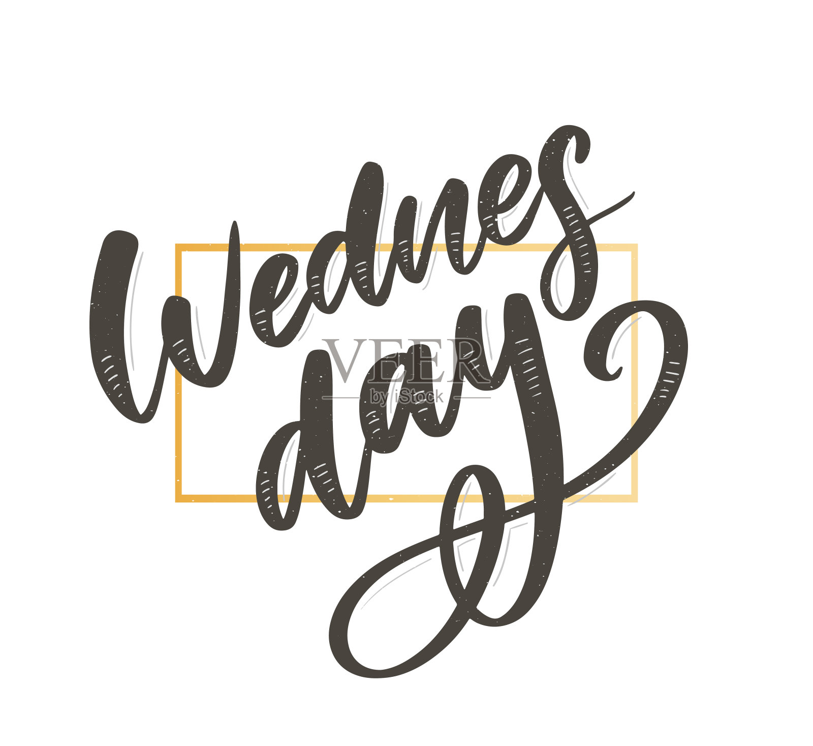 周三的单词。引用的设计。手绘墨水刻字。社交媒体内容的贴纸。现代的毛笔书法。可作为海报、明信片、视频博客的封面、背景。插画图片素材