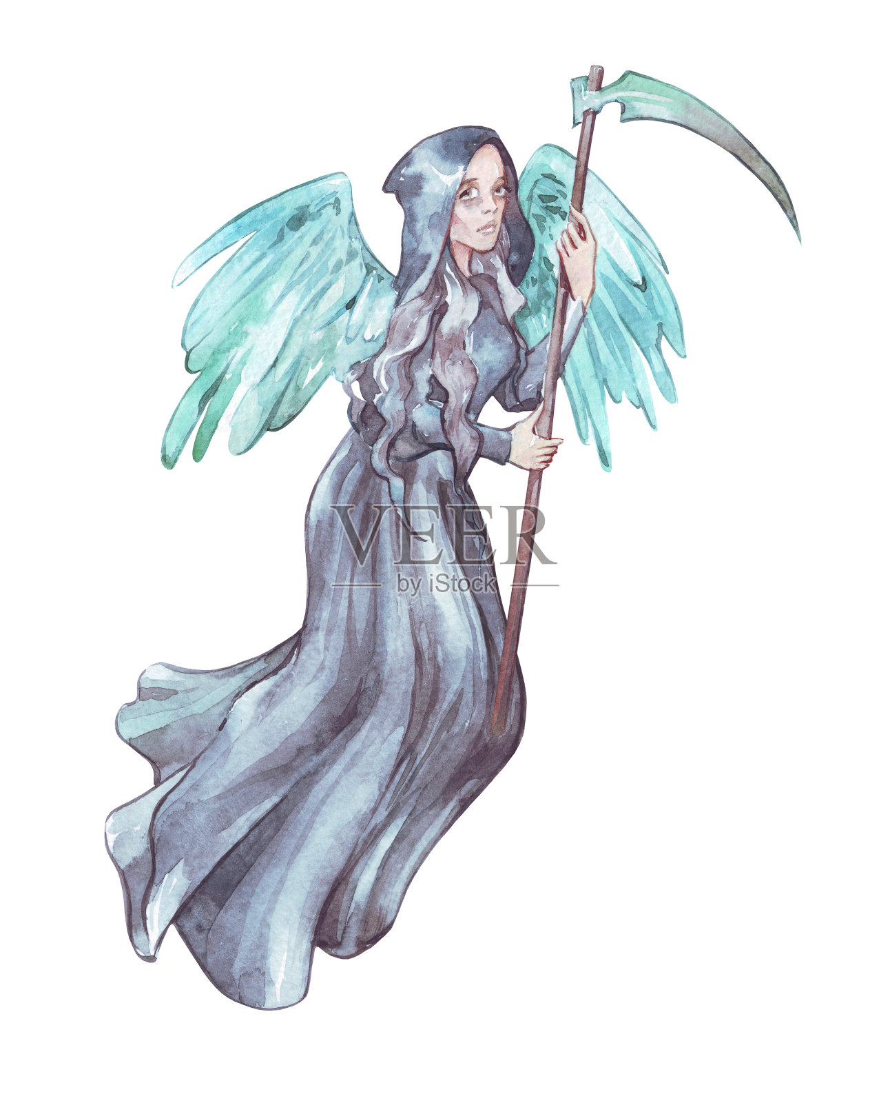 拿着镰刀的死亡天使300插画图片素材