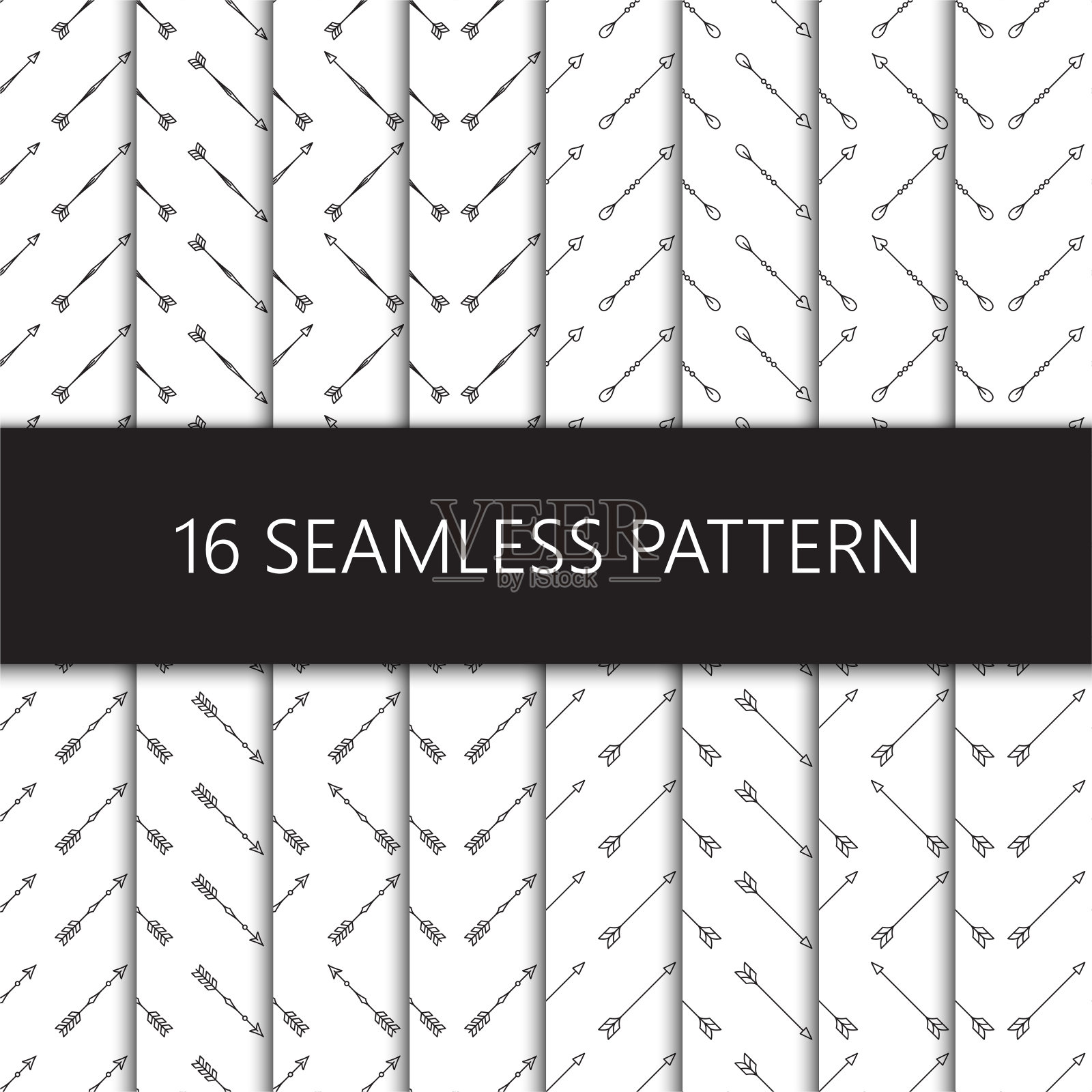 一套无缝模式与种族箭头，矢量插图插画图片素材