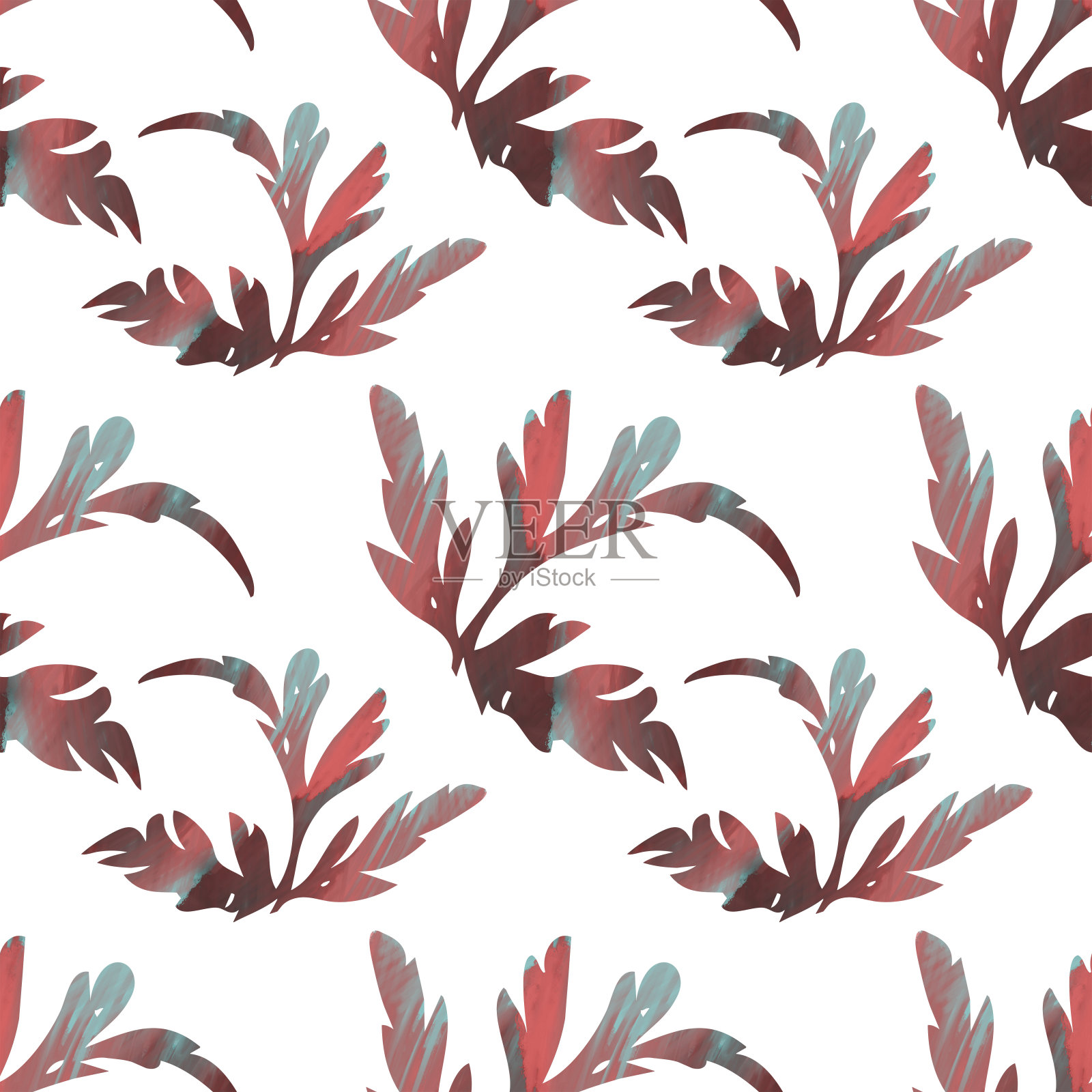 叶无缝图案抽象艺术。1插画图片素材