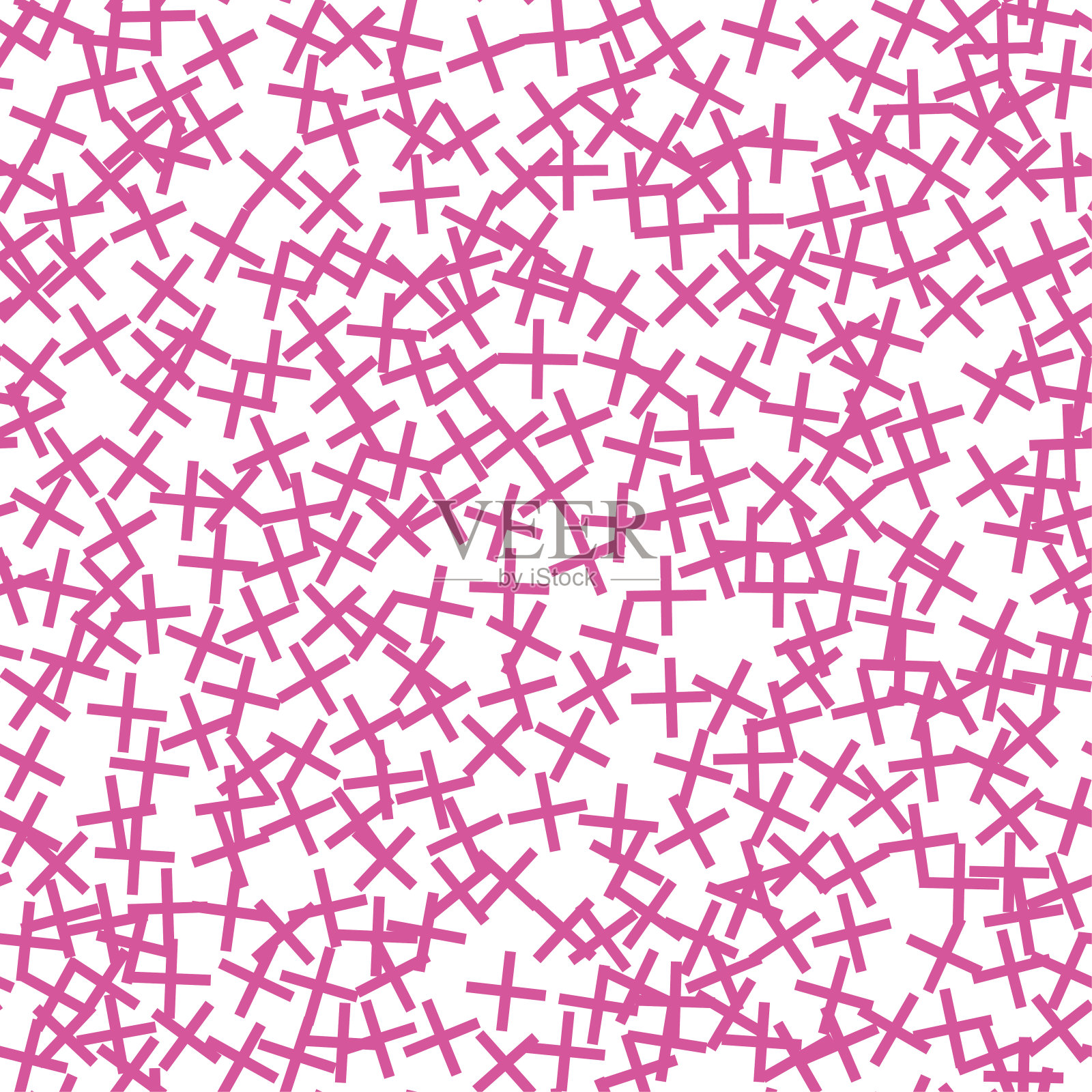 无缝矢量潮x符号模式。混乱的粉色交叉元素在白色的背景。孟菲斯X墙纸设计，织物，纺织品，封面，包装。插画图片素材