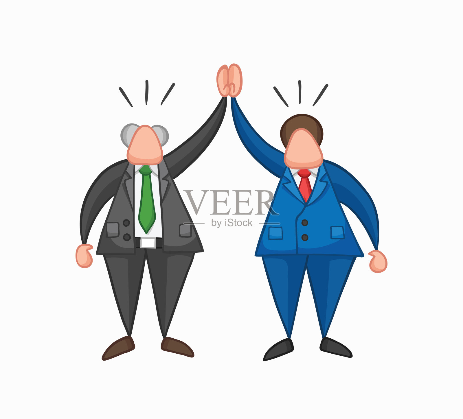 手绘向量快乐商人老板和工人设计元素图片