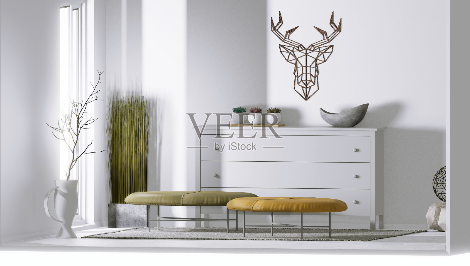 漂亮明亮的现代客厅室内设计照片摄影图片