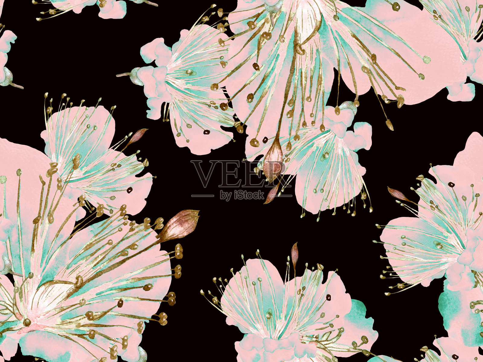 大胆的抽象花卉图案。插画图片素材