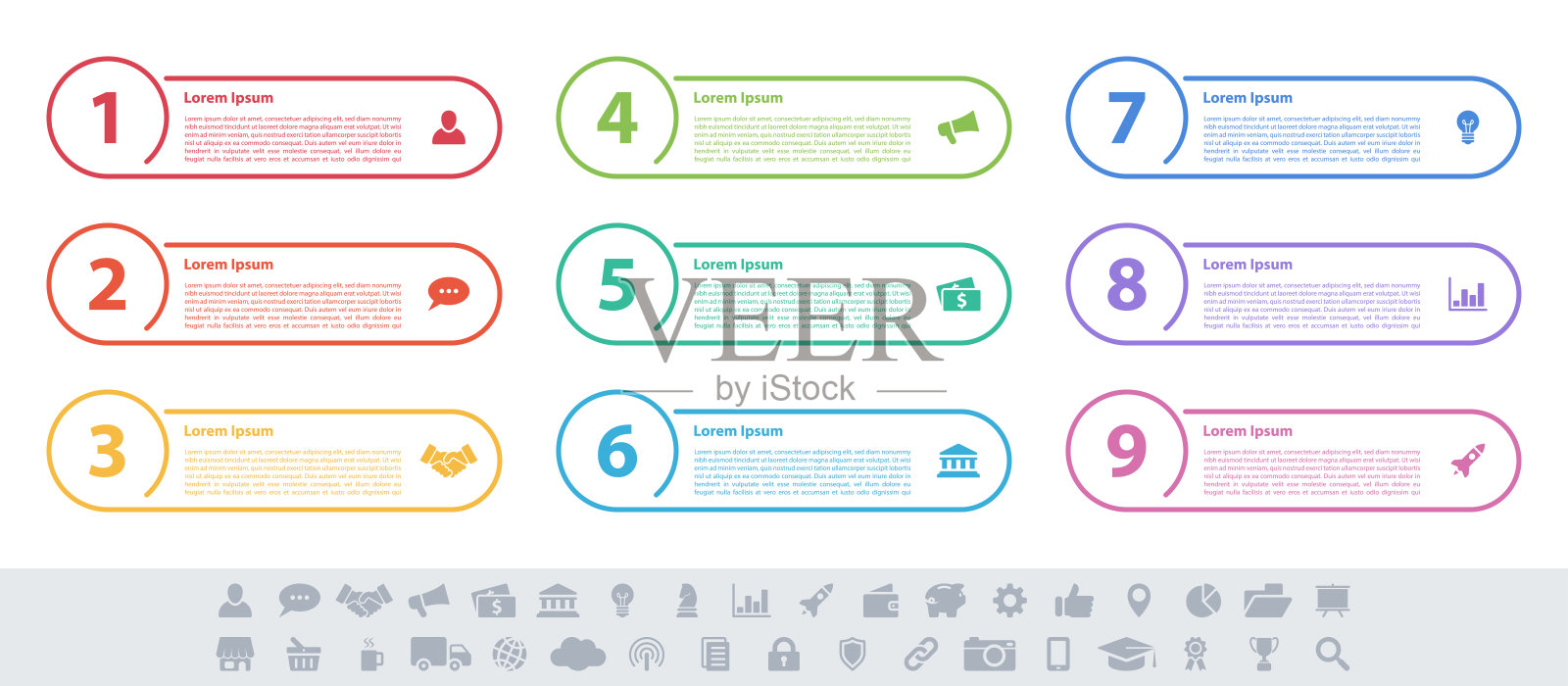 信息图设计的商业概念有9个步骤插画图片素材