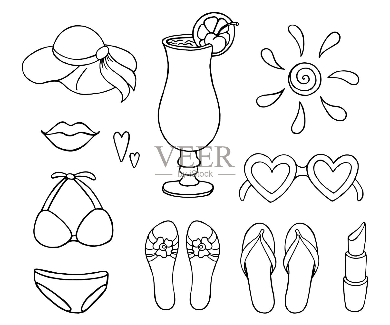 夏天的海滩。插画图片素材