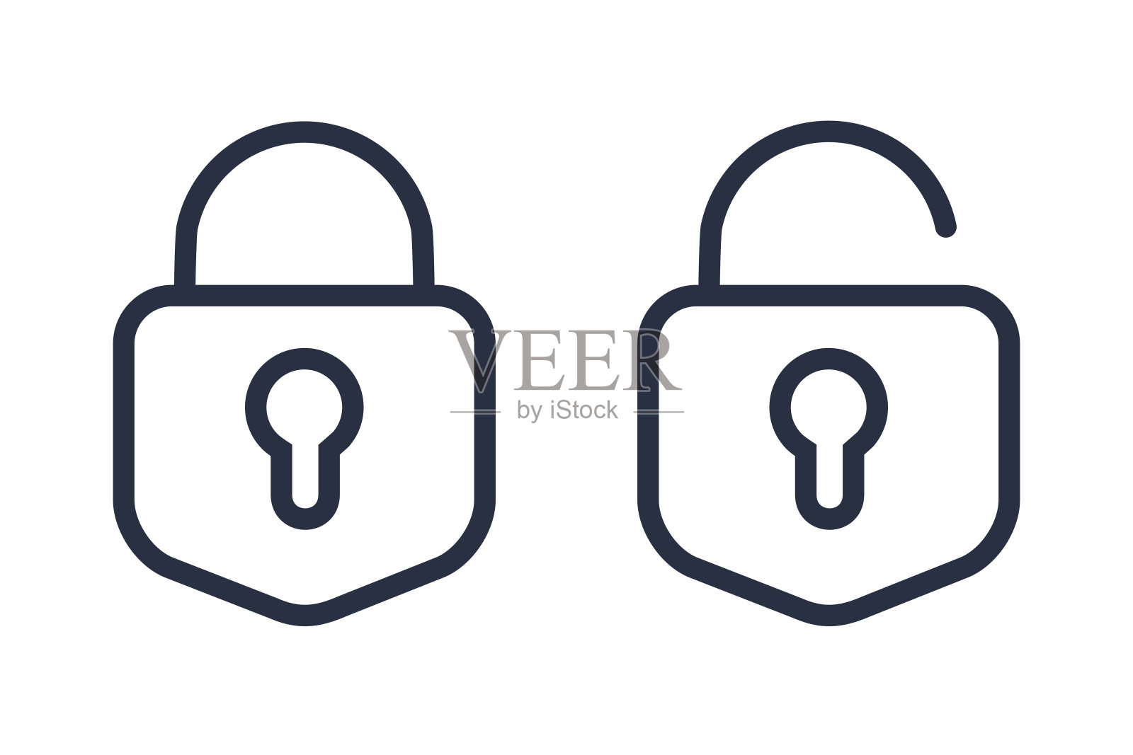 挂锁图标矢量插图。储物柜图标，矢量挂锁符号。密钥锁插图隐私和密码图标。图标素材