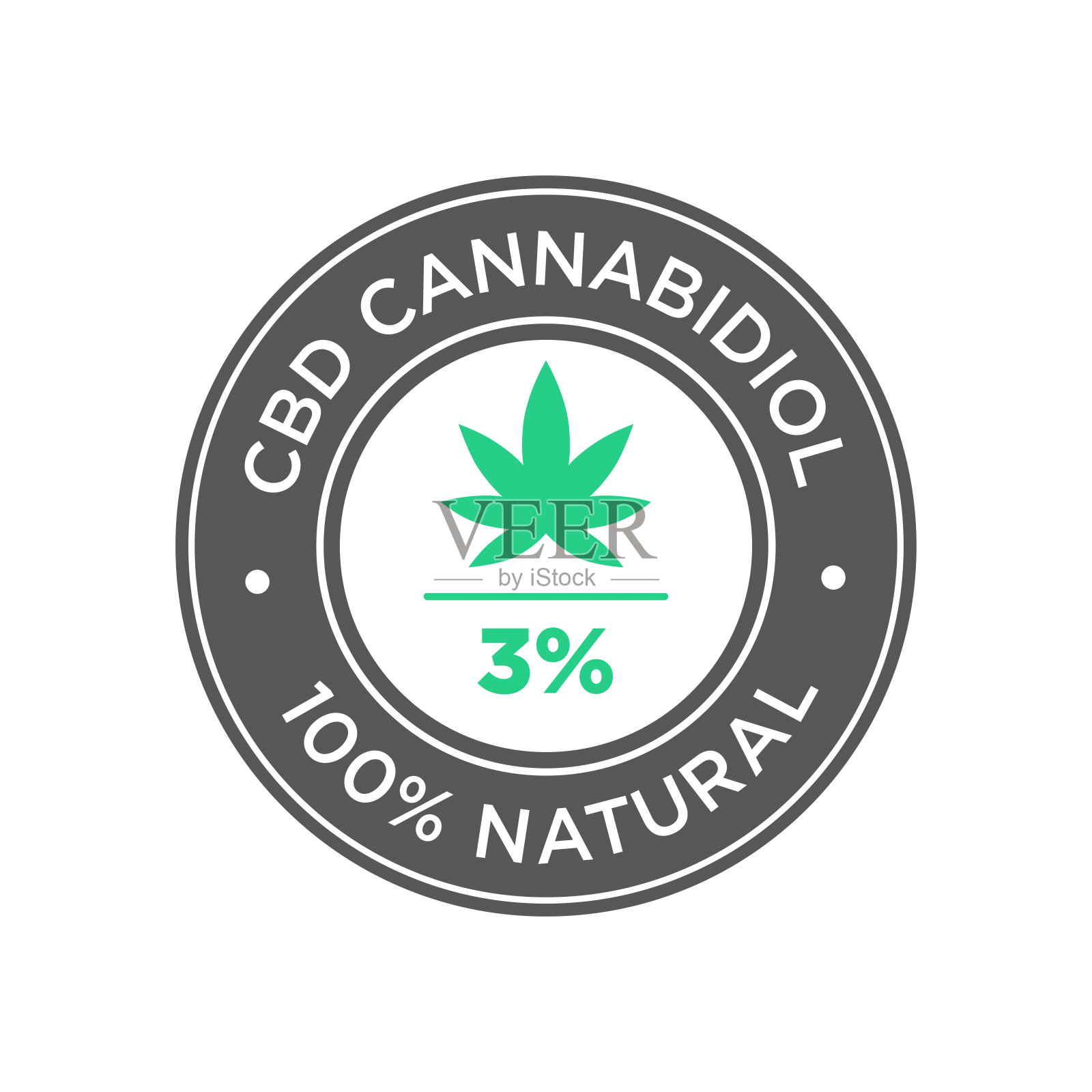 3% CBD大麻二酚油标志。100%天然。插画图片素材