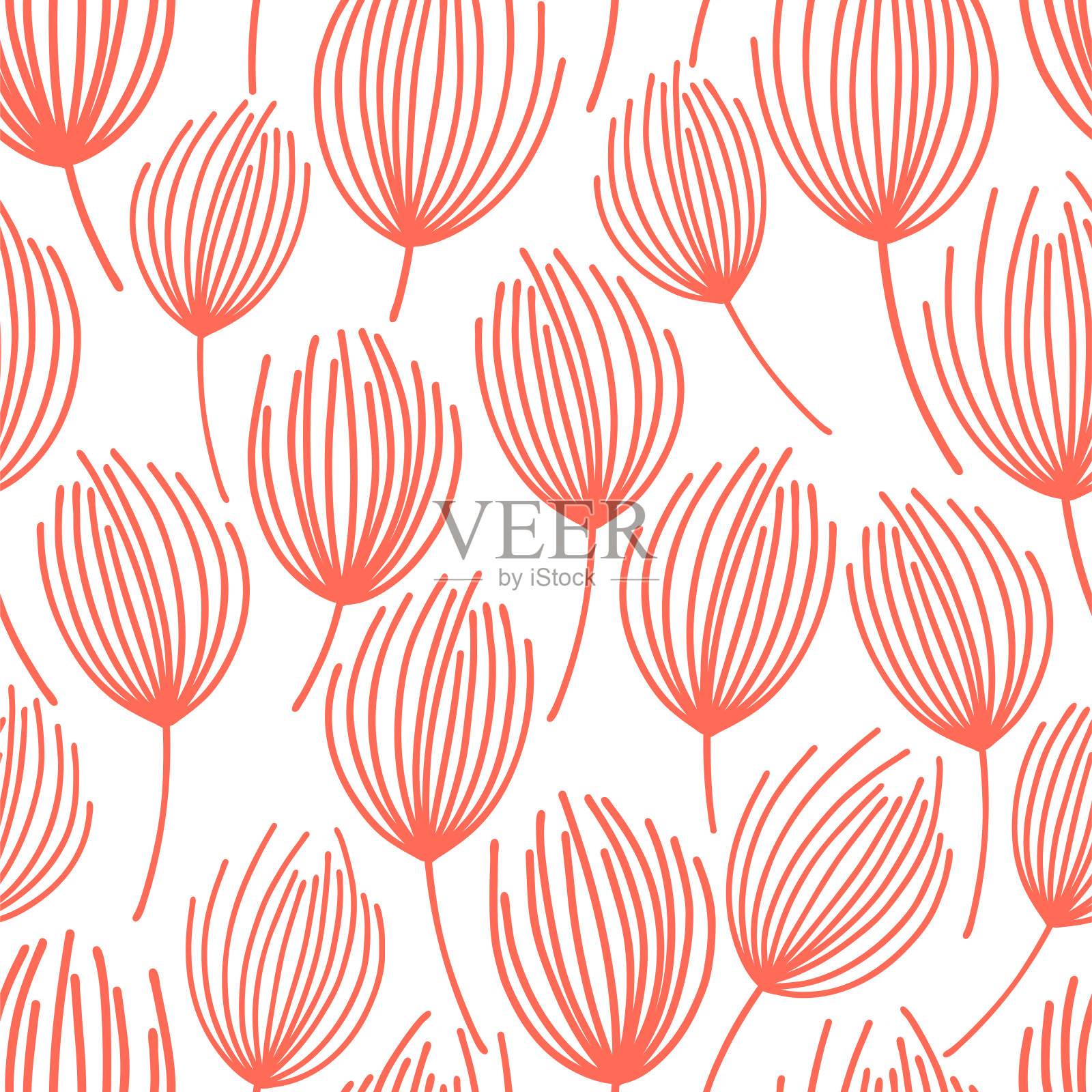 矢量无缝模式上的白色。抽象的背景与花卉元素。自然的设计。插画图片素材