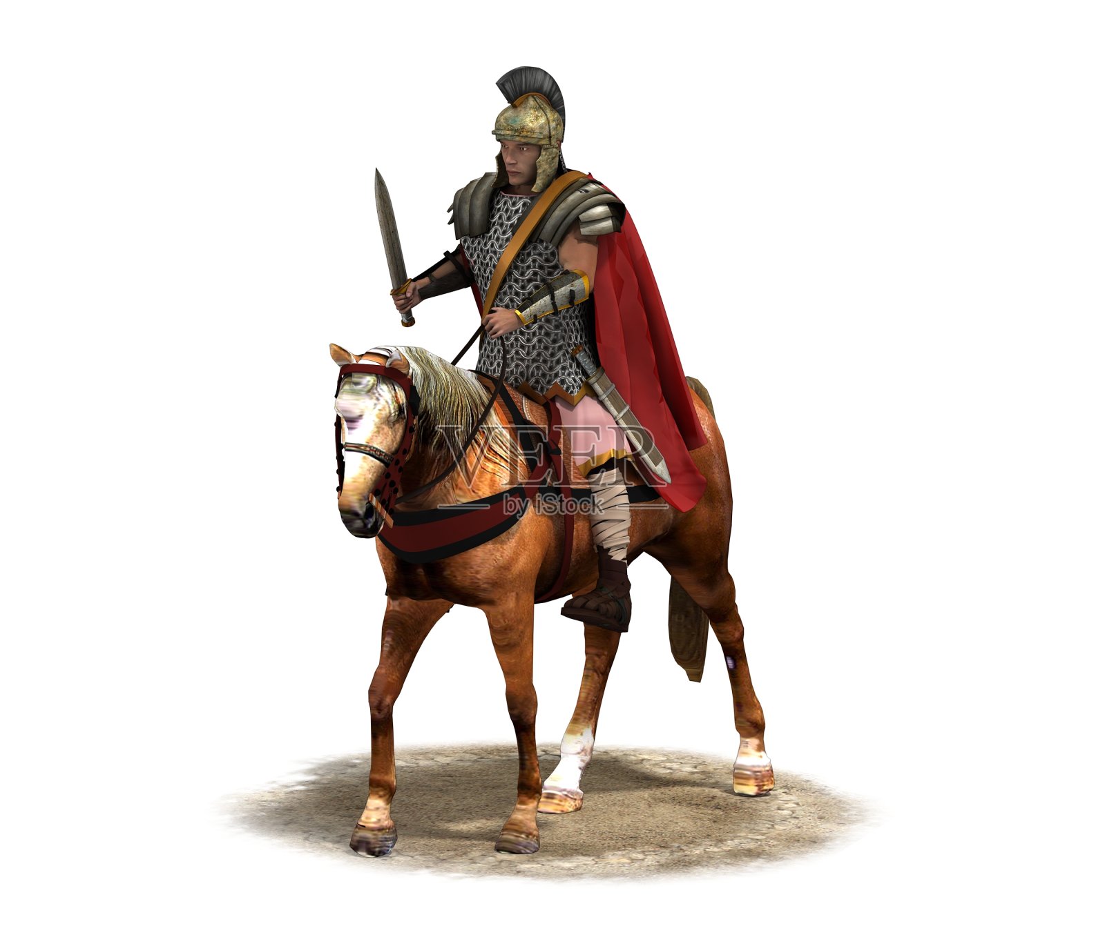 骑士，战士在马背上，3D渲染，3D插图照片摄影图片
