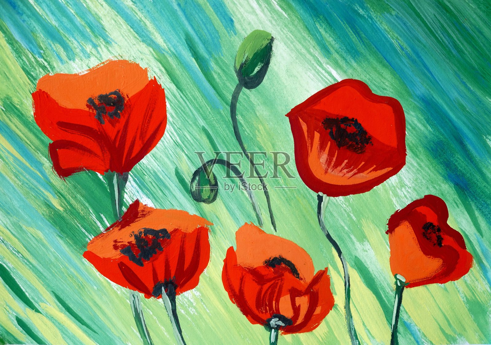 艳花丙烯酸工艺插画图片素材