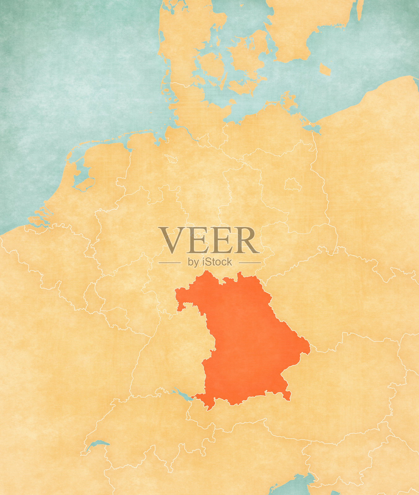 德国地图-巴伐利亚插画图片素材