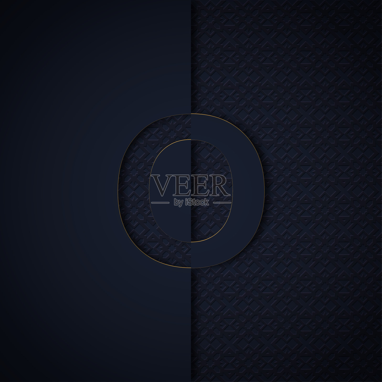 轮廓初始字母O孤立在黑色纹理背景。剪纸风格的字母标志或会徽。现代3d设计用于广告、字母、卡片、封面、海报、横幅、装饰。插画图片素材