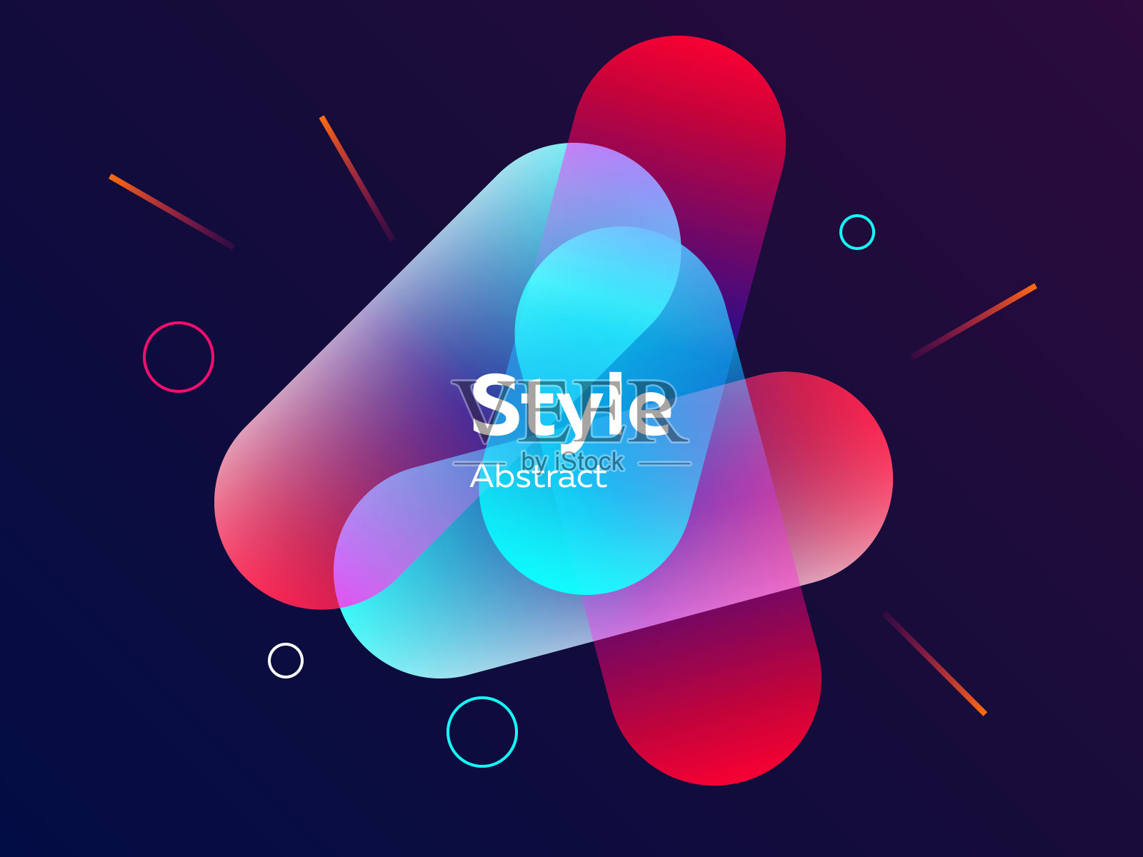 蓝色和粉色抽象图形元素插画图片素材