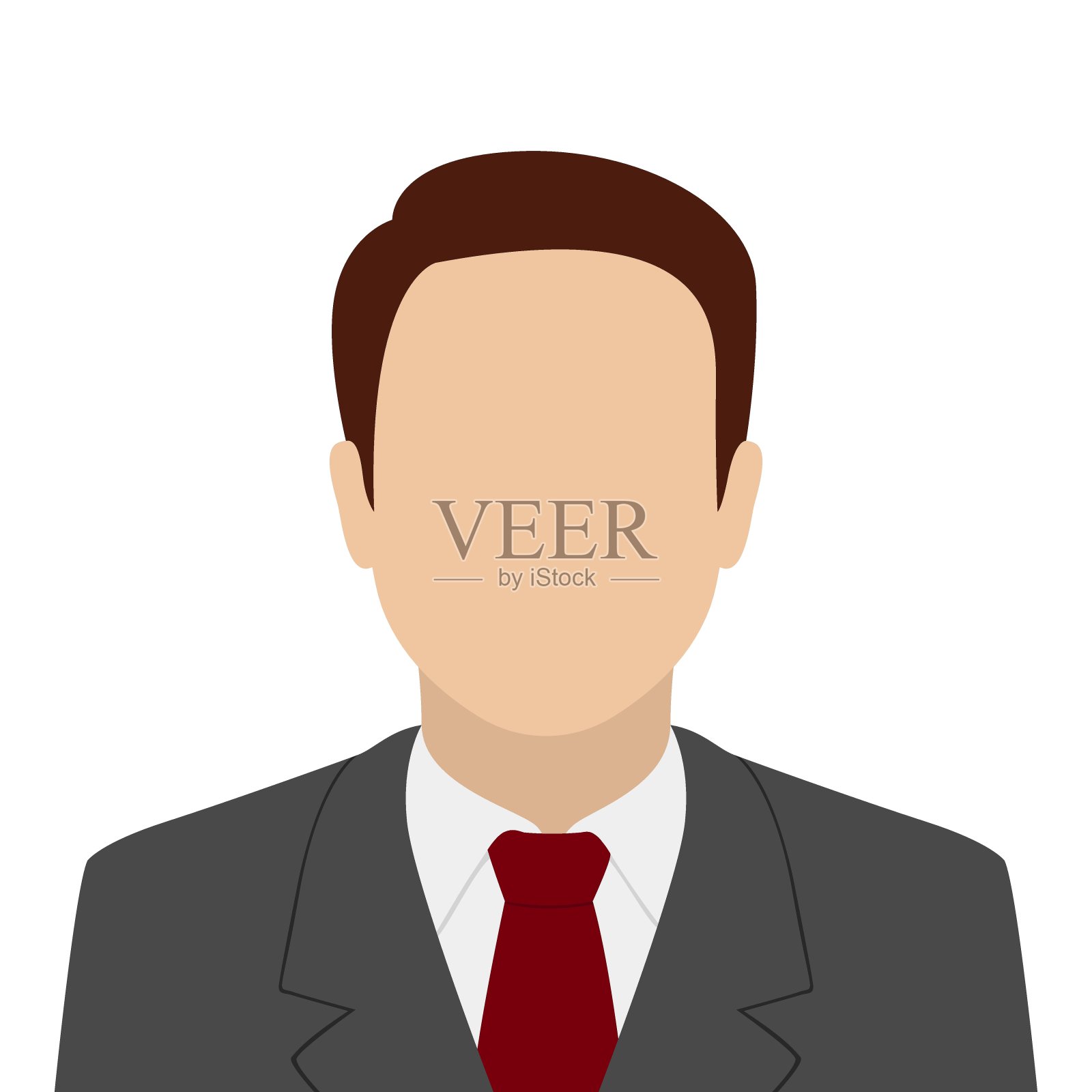 穿西装打领带的棕色头发白种人。抽象的男性的化身。矢量图设计元素图片