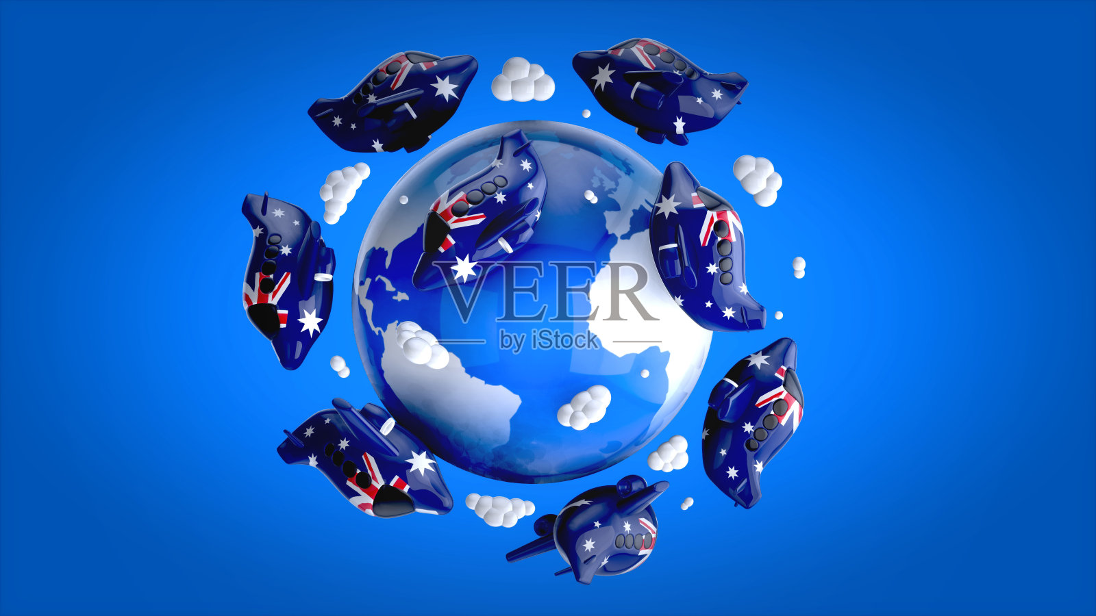 世界各地的飞机- 3D插图照片摄影图片