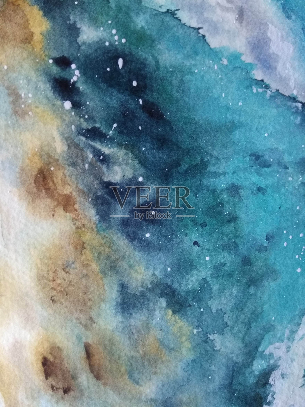 水彩蓝色抽象背景插画图片素材