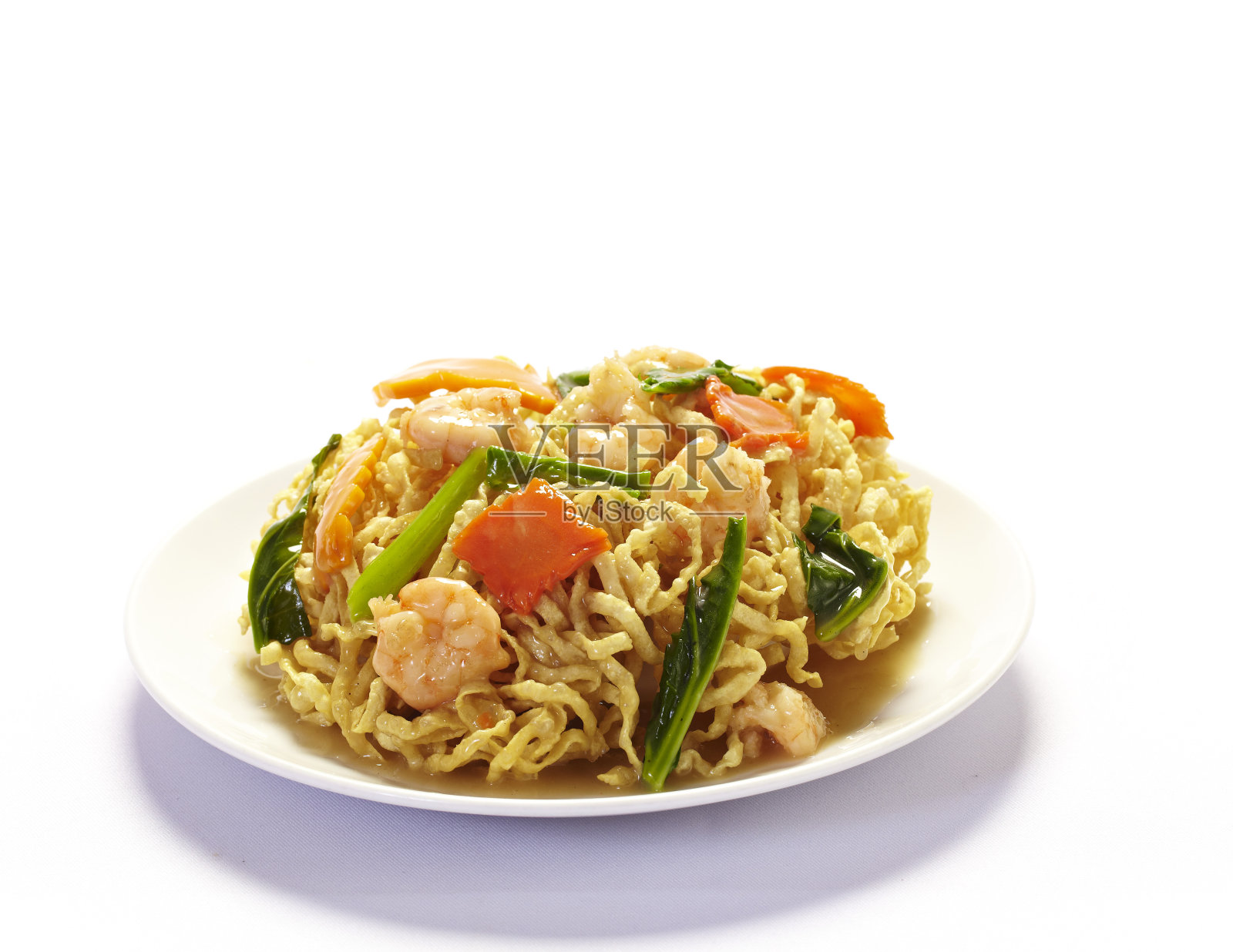 虾仁炒面，中国菜照片摄影图片