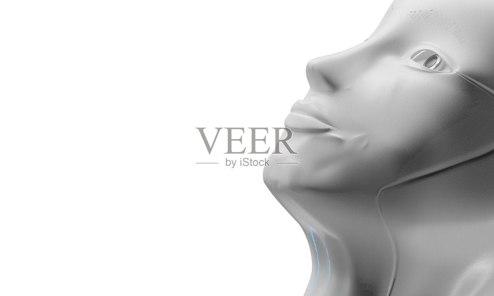 机器人头脸人工智能3d插图孤立照片摄影图片