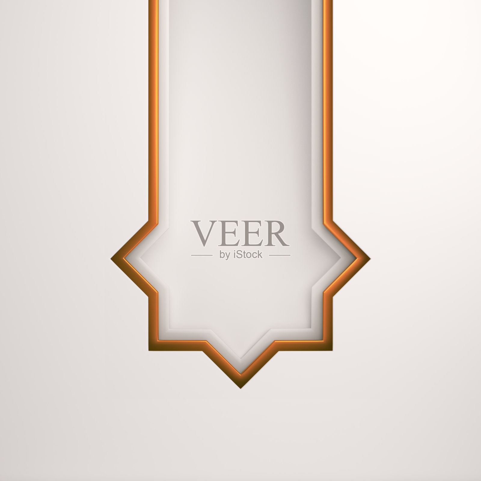 空的金色阿拉伯剪纸窗户上的白色背景。设计的伊斯兰庆祝日斋月kareem或开斋节的创意概念。照片摄影图片