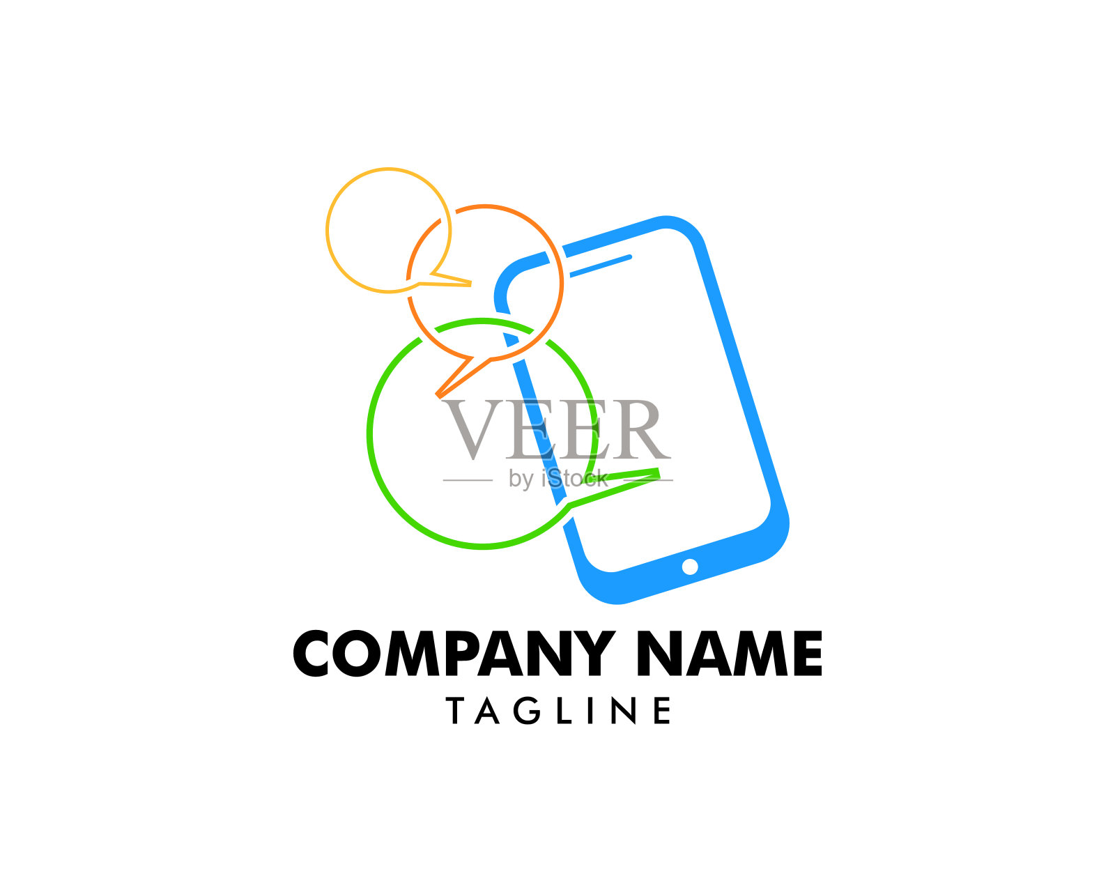 移动聊天图标矢量设计模板插画图片素材