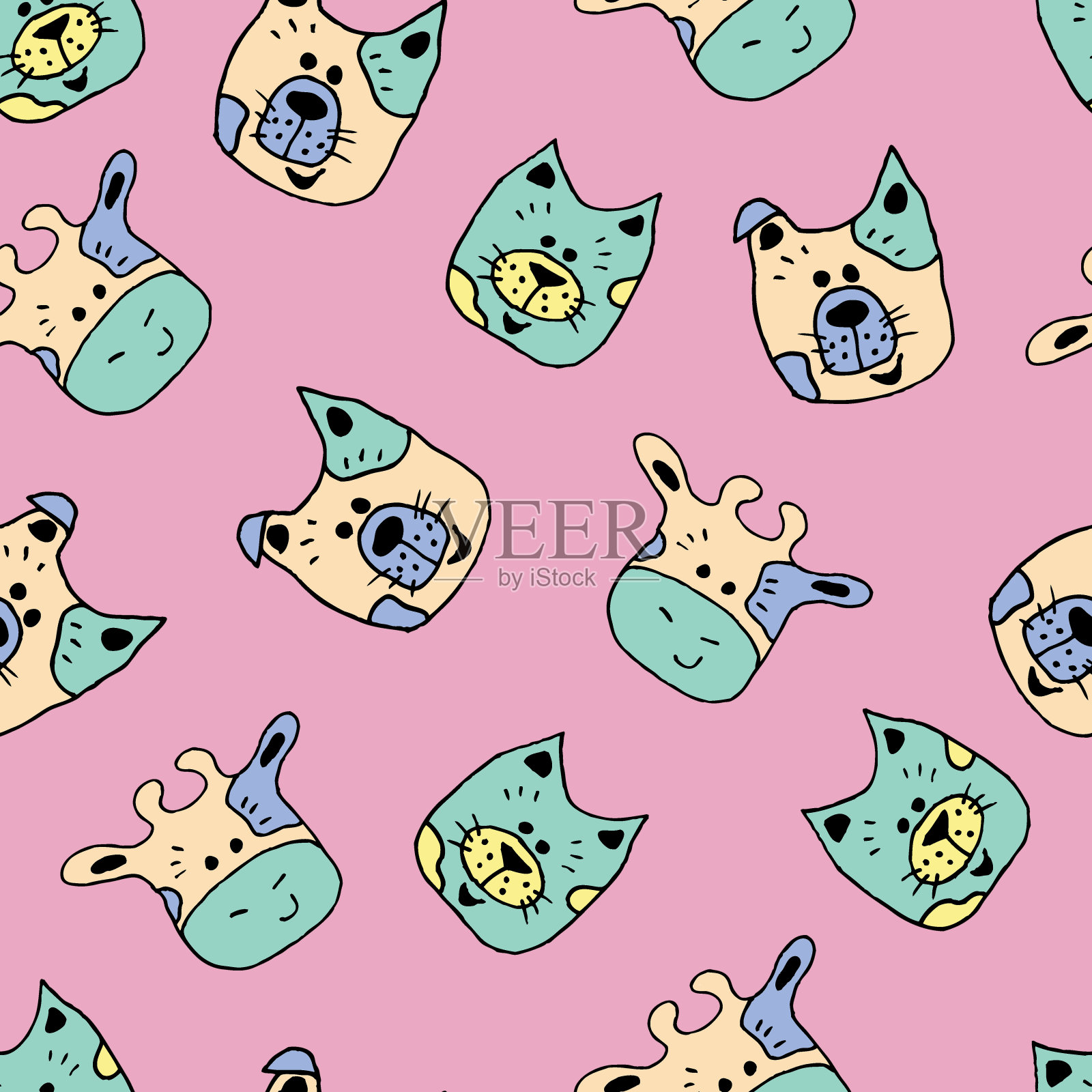 动物无缝图案插画图片素材