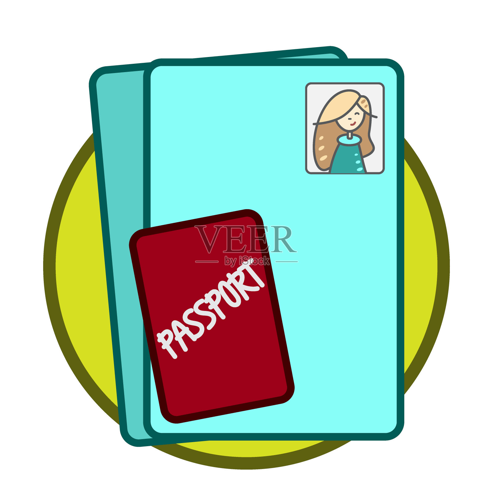 护照，有个人照片的调查问卷。文档。插画图片素材