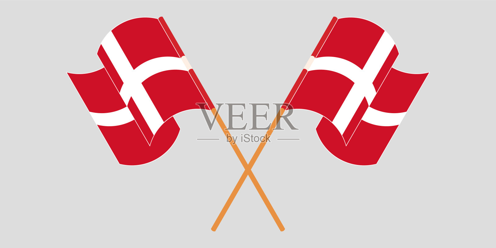 交叉挥舞的丹麦国旗设计元素图片