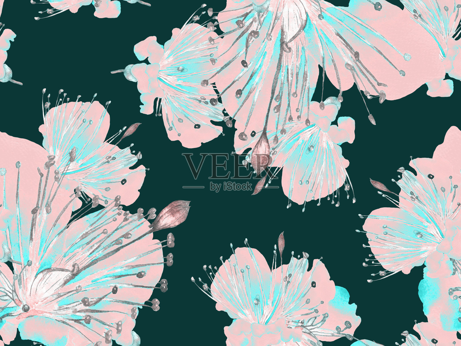 大胆的花朵图案。插画图片素材