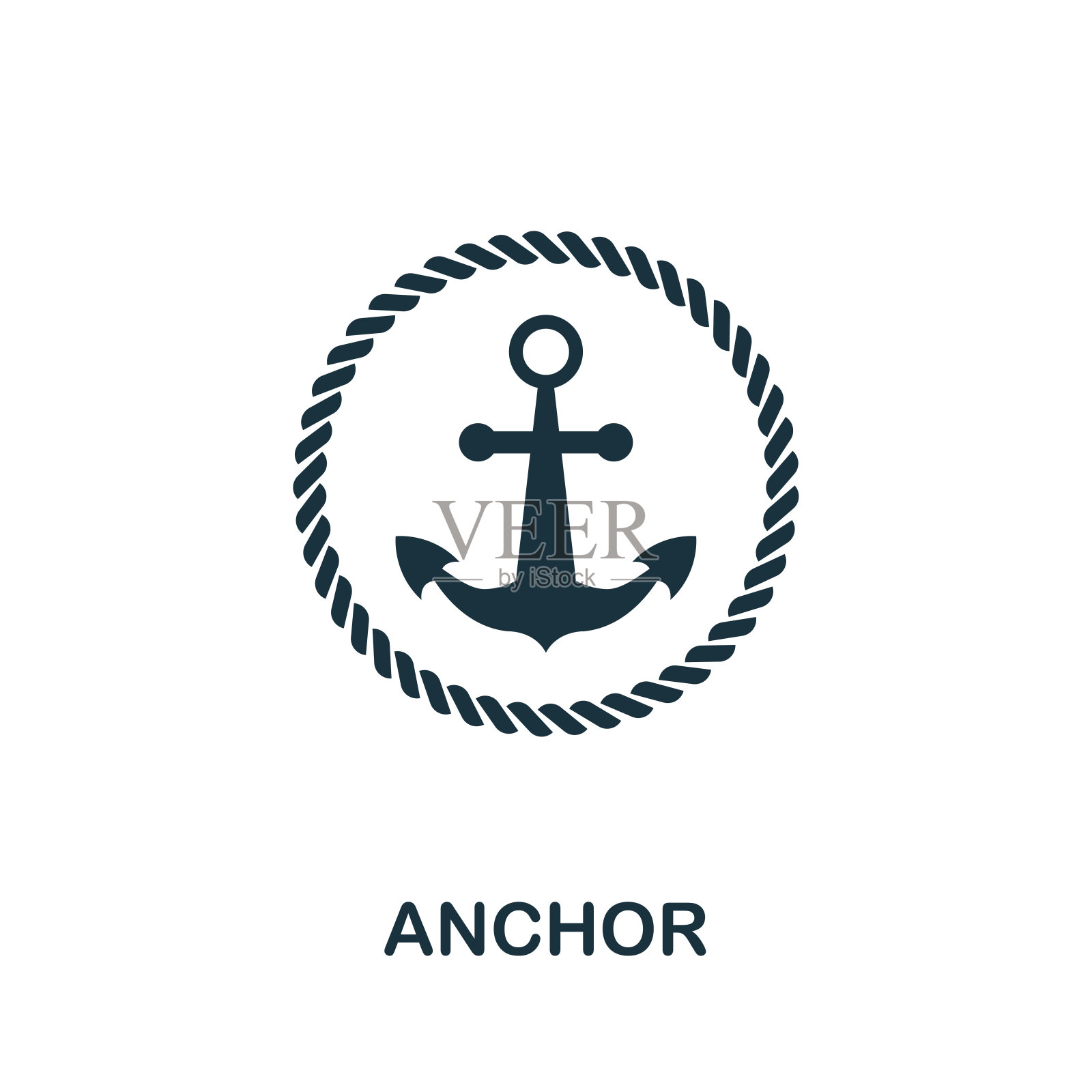 锚矢量图标符号。创意标志从图标收集。计算机和移动的填充平面锚图标图标素材